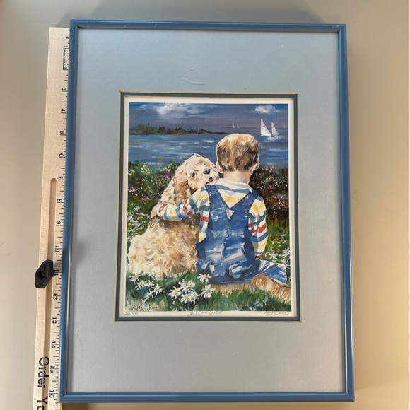 VTG Violet Skiles “Best Friends” Limited Edition Framed & Matted Print Boy Dog - Picture 9 of 12